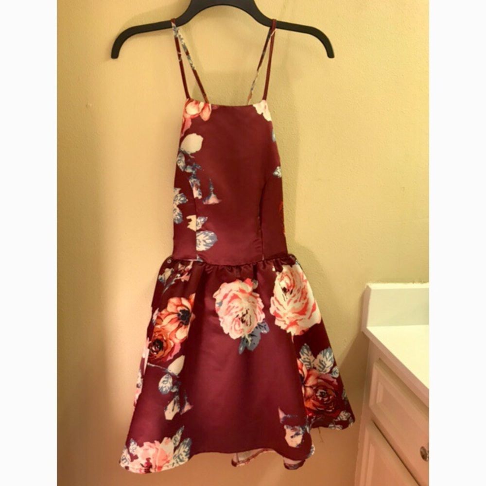 Maroon floral dress